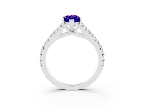 White gold Marquise Cut Cut Split Shank Pave Diamond Engagement Ring with Four-Prong Setting_3