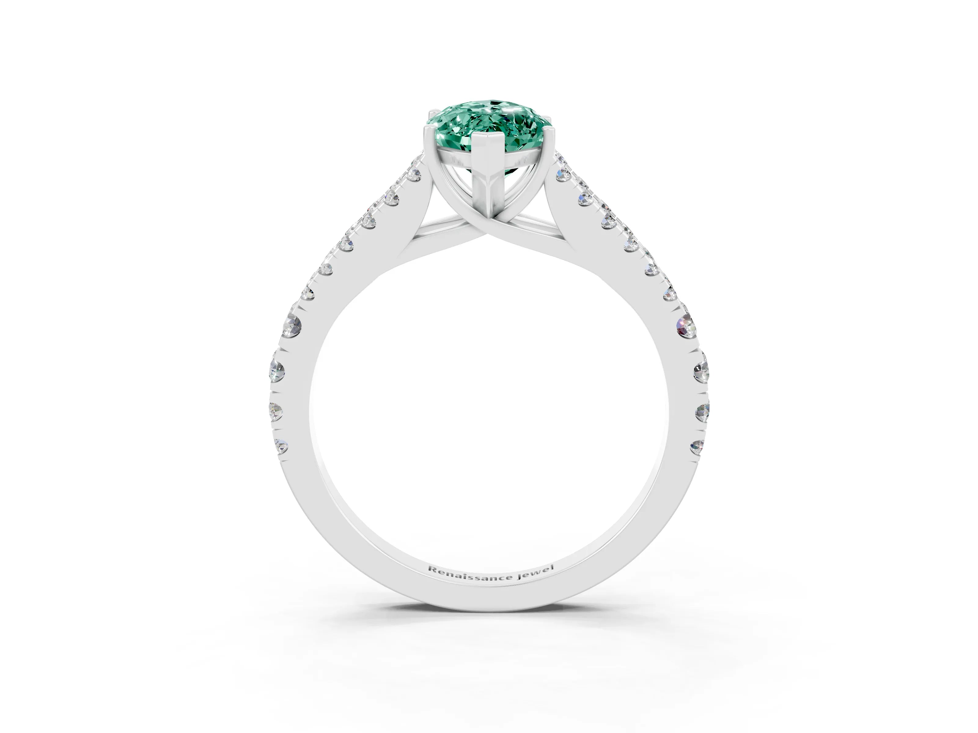 White gold Marquise Cut Cut Split Shank Pave Diamond Engagement Ring with Four-Prong Setting_3