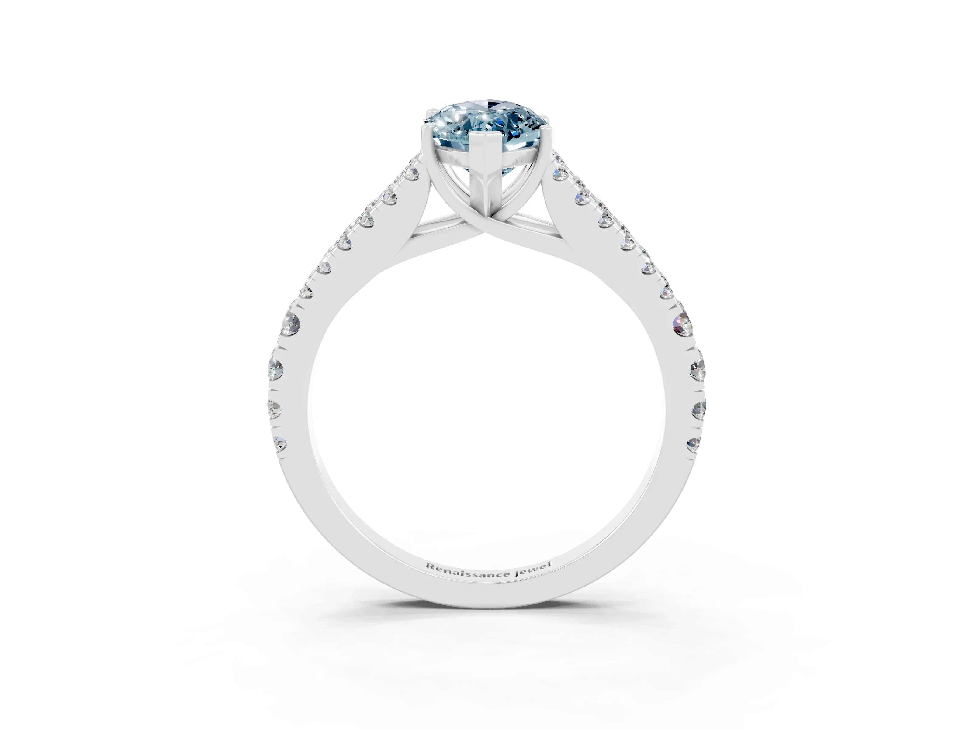 White gold Marquise Cut Cut Split Shank Pave Diamond Engagement Ring with Four-Prong Setting_3