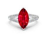 White gold Marquise Cut Cut Split Shank Pave Diamond Engagement Ring with Four-Prong Setting
