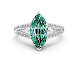 White gold Marquise Cut Cut Split Shank Pave Diamond Engagement Ring with Four-Prong Setting