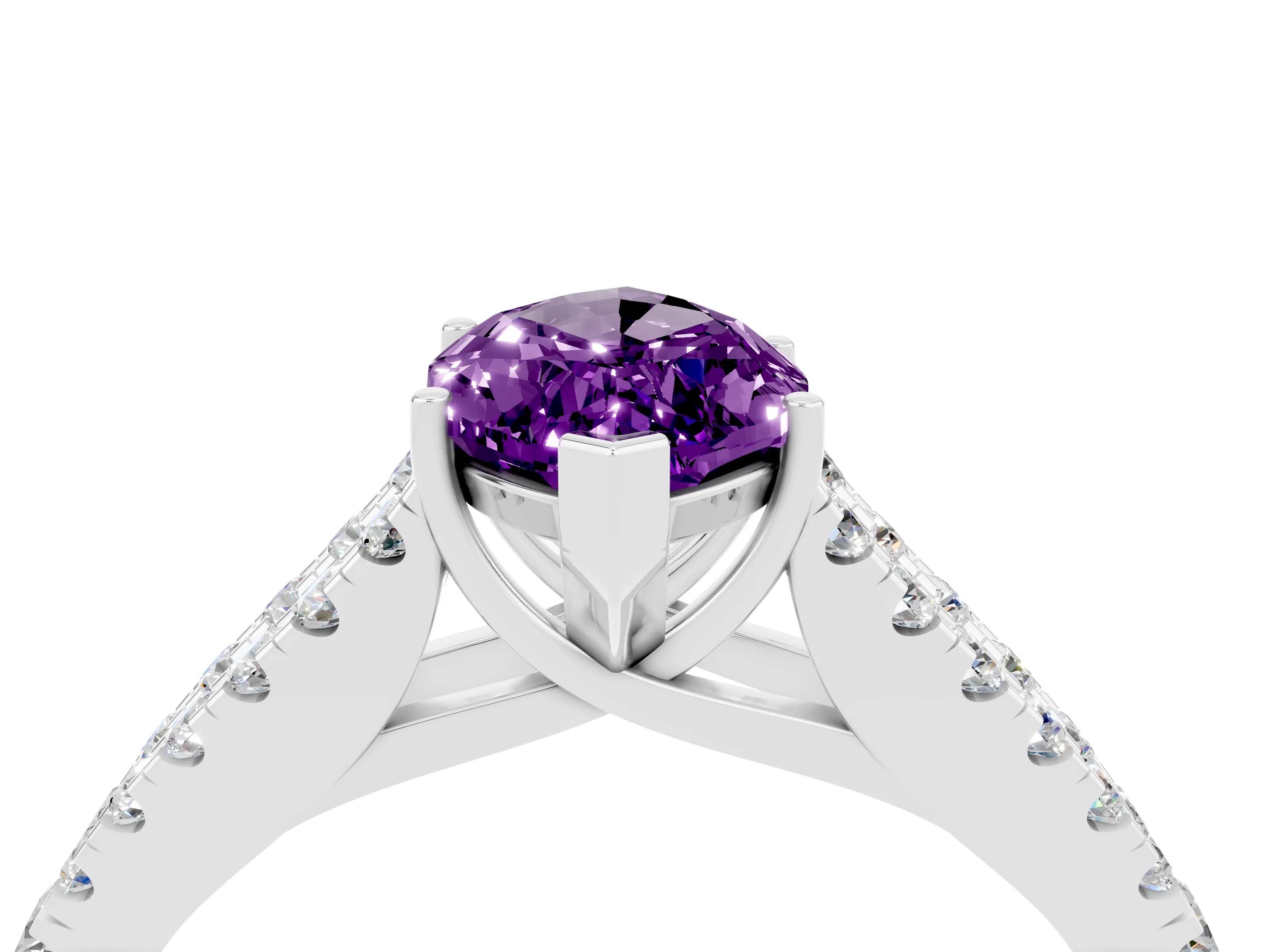 White gold Marquise Cut Cut Split Shank Pave Diamond Engagement Ring with Four-Prong Setting_4
