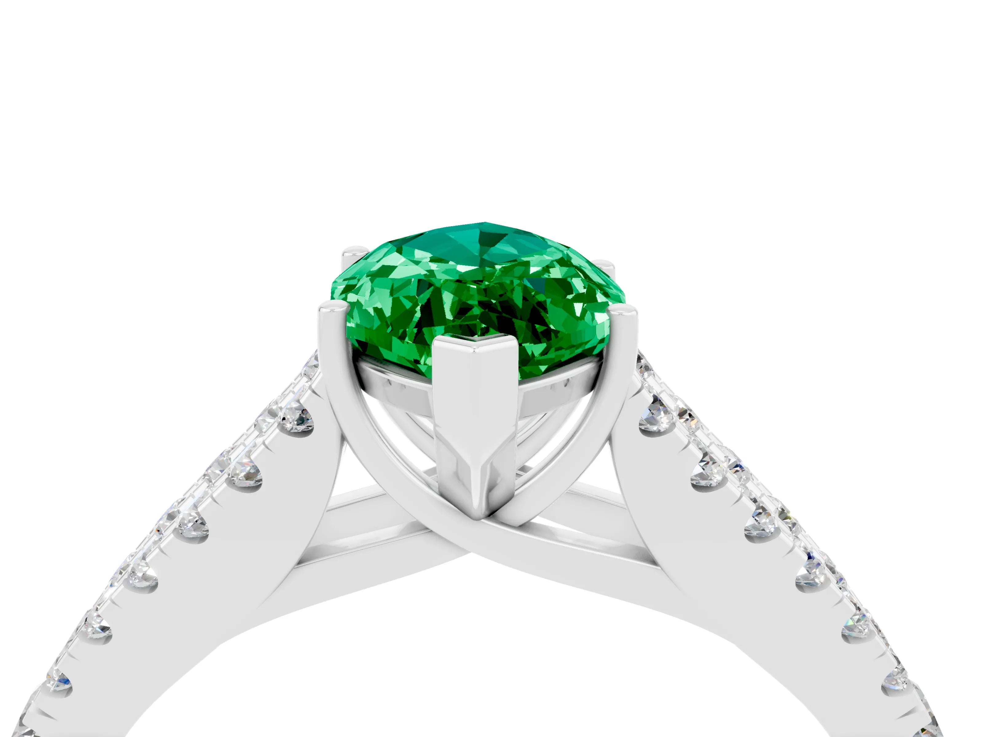 White gold Marquise Cut Cut Split Shank Pave Diamond Engagement Ring with Four-Prong Setting_4