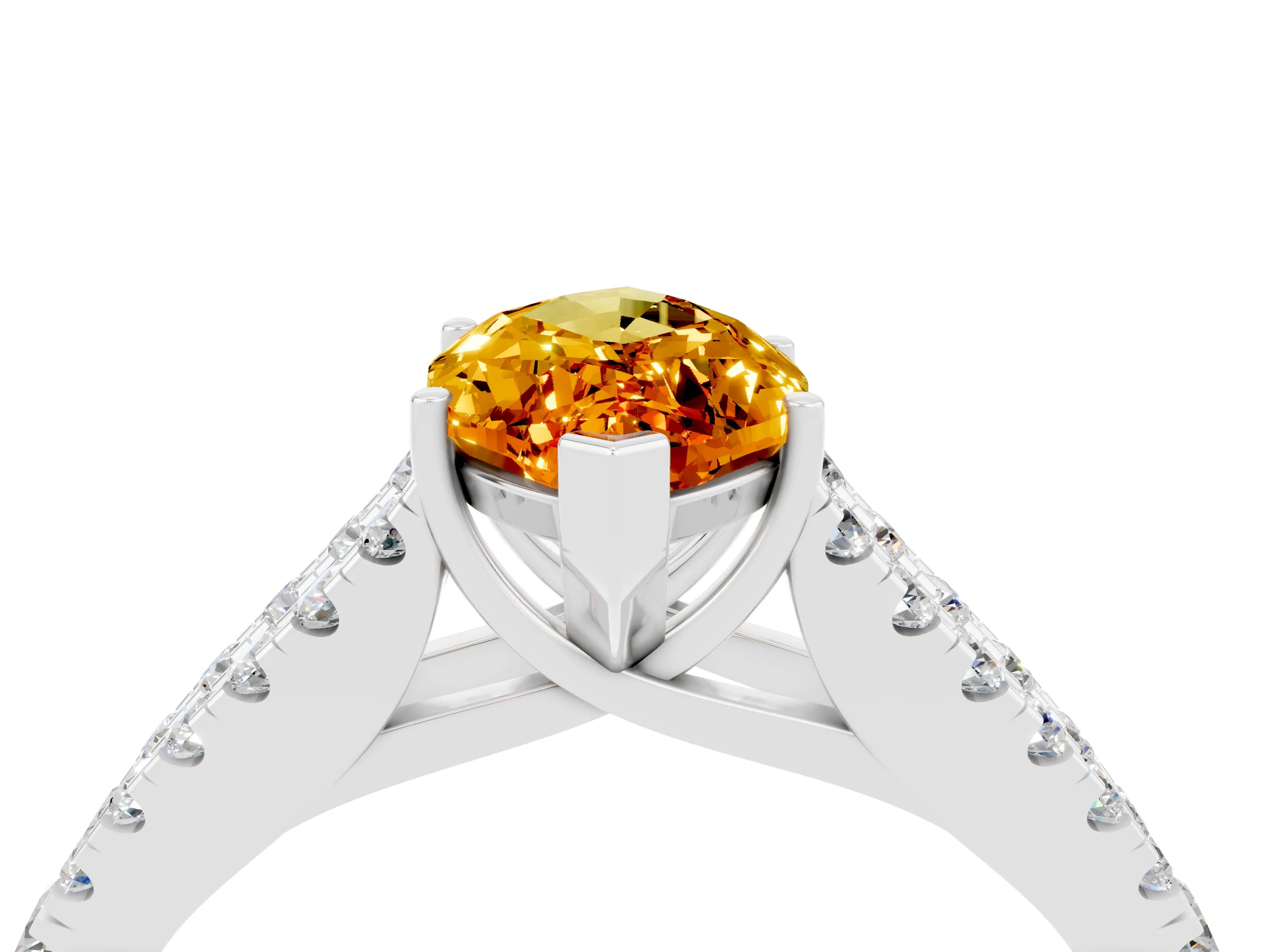 White gold Marquise Cut Cut Split Shank Pave Diamond Engagement Ring with Four-Prong Setting_4
