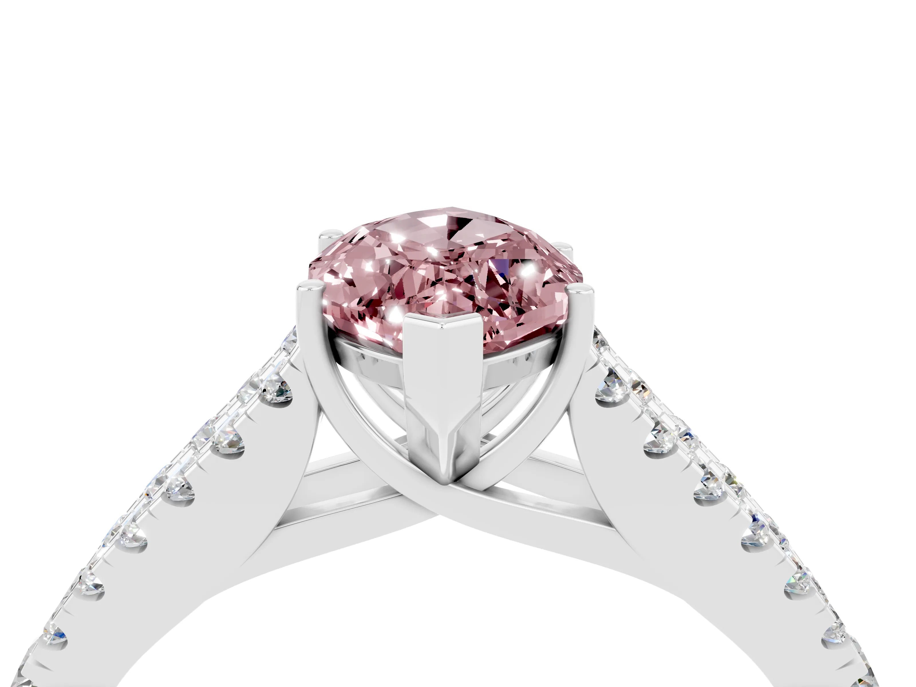 White gold Marquise Cut Cut Split Shank Pave Diamond Engagement Ring with Four-Prong Setting_4