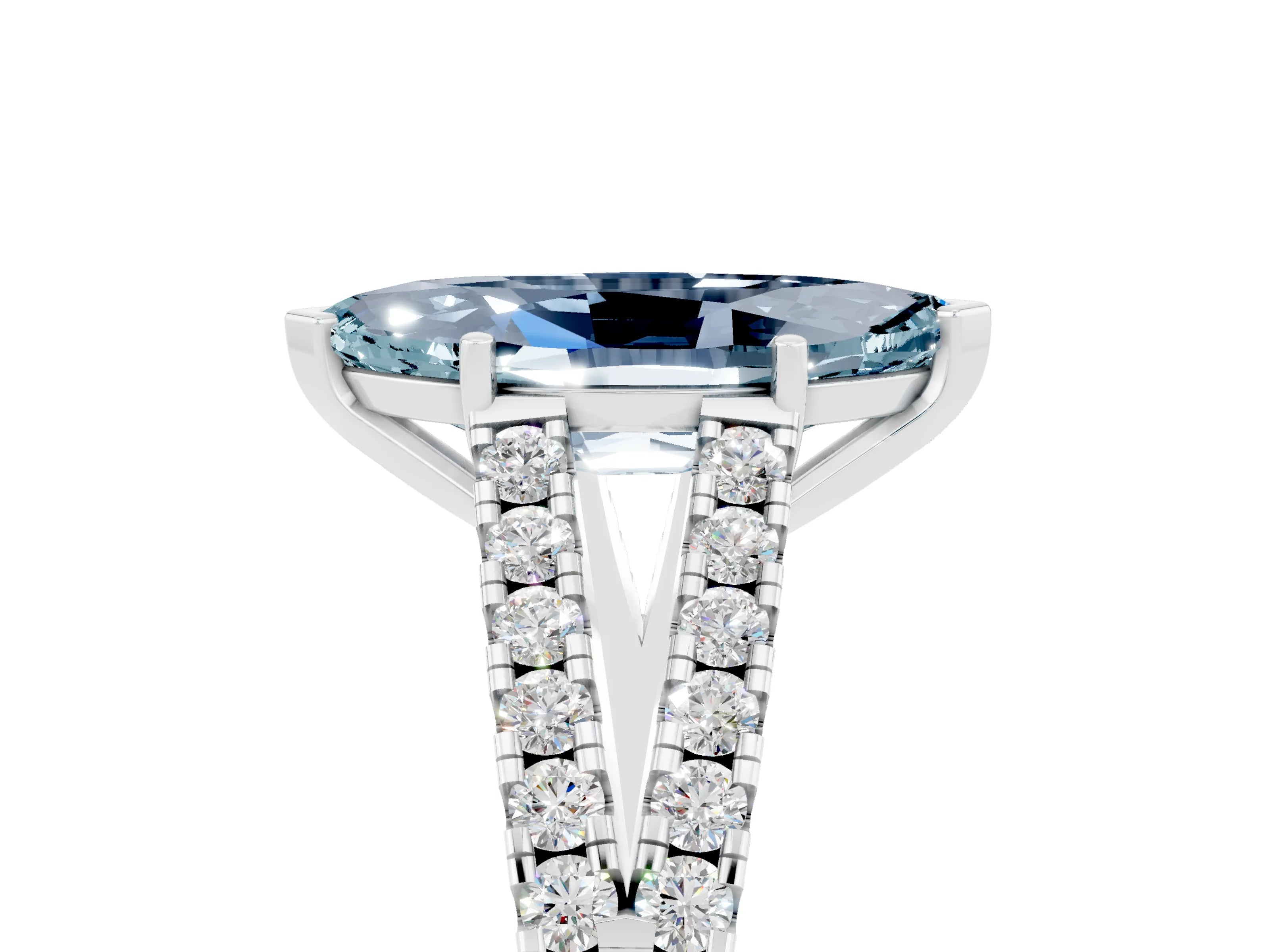 White gold Marquise Cut Cut Split Shank Pave Diamond Engagement Ring with Four-Prong Setting_5