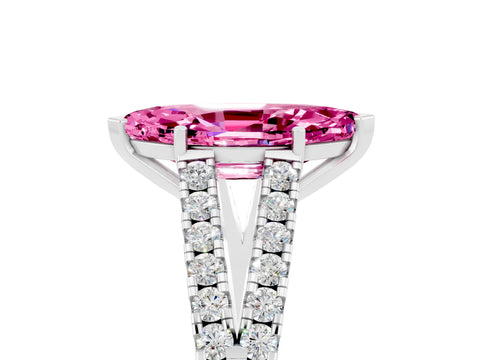 White gold Marquise Cut Cut Split Shank Pave Diamond Engagement Ring with Four-Prong Setting_5