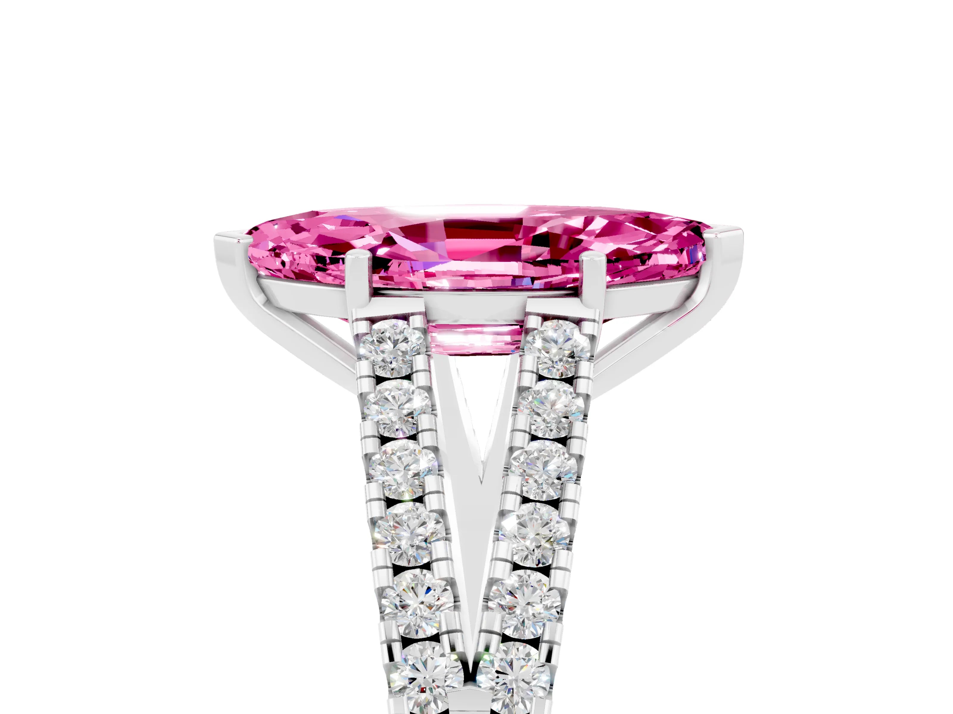 White gold Marquise Cut Cut Split Shank Pave Diamond Engagement Ring with Four-Prong Setting_5