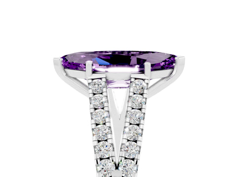 White gold Marquise Cut Cut Split Shank Pave Diamond Engagement Ring with Four-Prong Setting_5
