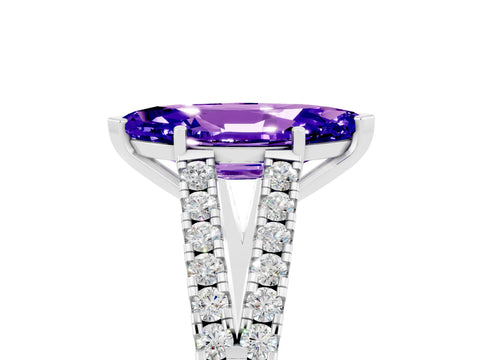 White gold Marquise Cut Cut Split Shank Pave Diamond Engagement Ring with Four-Prong Setting_5