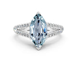 White gold Marquise Cut Cut Split Shank Pave Diamond Engagement Ring with Four-Prong Setting
