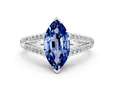 White gold Marquise Cut Cut Split Shank Pave Diamond Engagement Ring with Four-Prong Setting