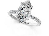 White gold Marquise Cut Diamond Brilliant Solitaire Ring with Pavé Band and Four-Prong Setting_1