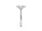 White gold Marquise Cut Diamond Brilliant Solitaire Ring with Pavé Band and Four-Prong Setting_2