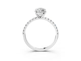 White gold Marquise Cut Diamond Brilliant Solitaire Ring with Pavé Band and Four-Prong Setting_3