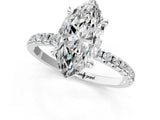 White gold Marquise Cut Diamond Brilliant Solitaire Ring with Pavé Band and Four-Prong Setting_30