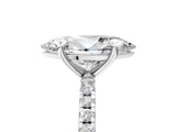 White gold Marquise Cut Diamond Brilliant Solitaire Ring with Pavé Band and Four-Prong Setting_5