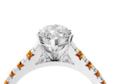White gold Marquise Cut Diamond Cathedral Solitaire Ring with Round with Citrine side stone Pavé Band_22