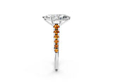 White gold Marquise Cut Diamond Cathedral Solitaire Ring with Round with Citrine side stone Pavé Band_23