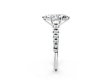 White gold Marquise Cut Diamond Cathedral Solitaire Ring with Round with Moissanite side stone Pavé Band_14