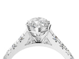 White gold Marquise Cut Diamond Cathedral Solitaire Ring with Round with Moissanite side stone Pavé Band_16