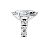 White gold Marquise Cut Diamond Cathedral Solitaire Ring with Round with Moissanite side stone Pavé Band_17