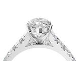 White gold Marquise Cut Diamond Cathedral Solitaire Ring with Round with Moissanite side stone Pavé Band_28