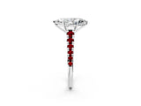 White gold Marquise Cut Diamond Cathedral Solitaire Ring with Round with Ruby side stone Pavé Band_43