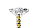White gold Marquise Cut Diamond Cathedral Solitaire Ring with Round with Yellow Sapphire side stone Pavé Band_41