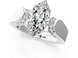 White gold Marquise Cut Diamond Channel Set Solitaire Ring with Four-Prong Setting_11