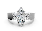 White gold Marquise Cut Diamond Channel Set Solitaire Ring with Four-Prong Setting_22