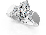 White gold Marquise Cut Diamond Channel Set Solitaire Ring with Four-Prong Setting_23