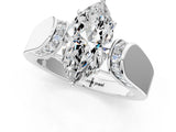 White gold Marquise Cut Diamond Channel Set Solitaire Ring with Four-Prong Setting_53