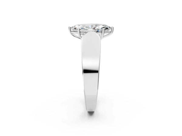White Gold Marquise Channel Set Engagement Ring Setting with Accented Shoulders on Wide Band