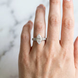 White gold Marquise Cut Diamond Classic Solitaire Ring with Pavé Band and Four-Prong Setting_59