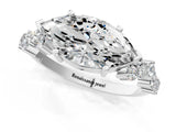 White gold Marquise Cut Diamond Cluster Pavé Band with Four-Prong Setting_10
