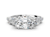 White gold Marquise Cut Diamond Cluster Pavé Band with Four-Prong Setting_18