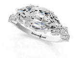 White gold Marquise Cut Diamond Cluster Pavé Band with Four-Prong Setting_19