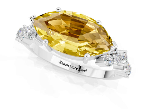 White gold Marquise Cut Diamond Cluster Pavé Band with Four-Prong Setting_1