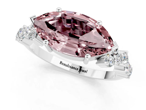 White gold Marquise Cut Diamond Cluster Pavé Band with Four-Prong Setting_1