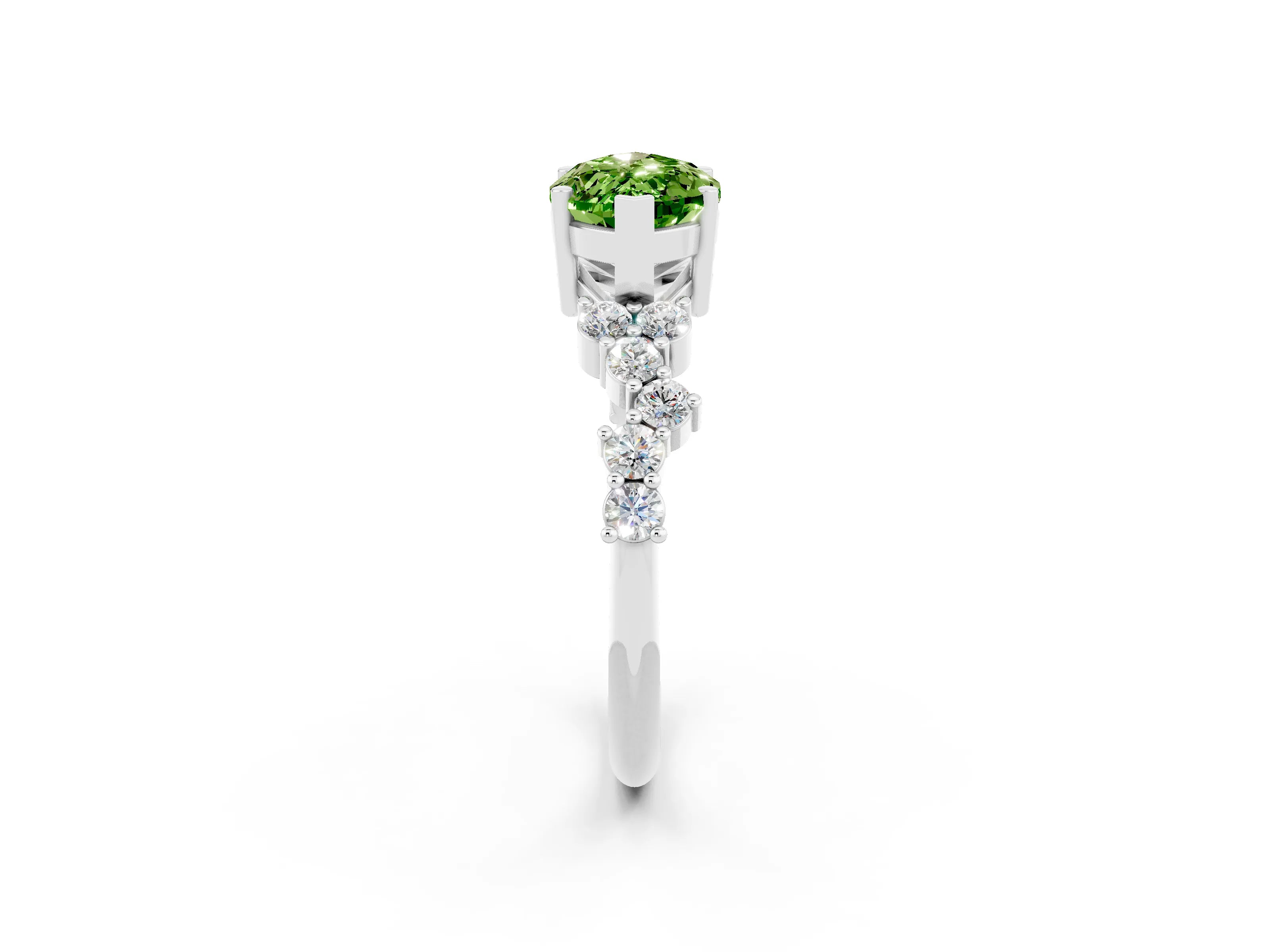 White gold Marquise Cut Diamond Cluster Pavé Band with Four-Prong Setting_2