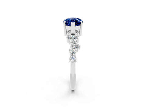 White gold Marquise Cut Diamond Cluster Pavé Band with Four-Prong Setting_2