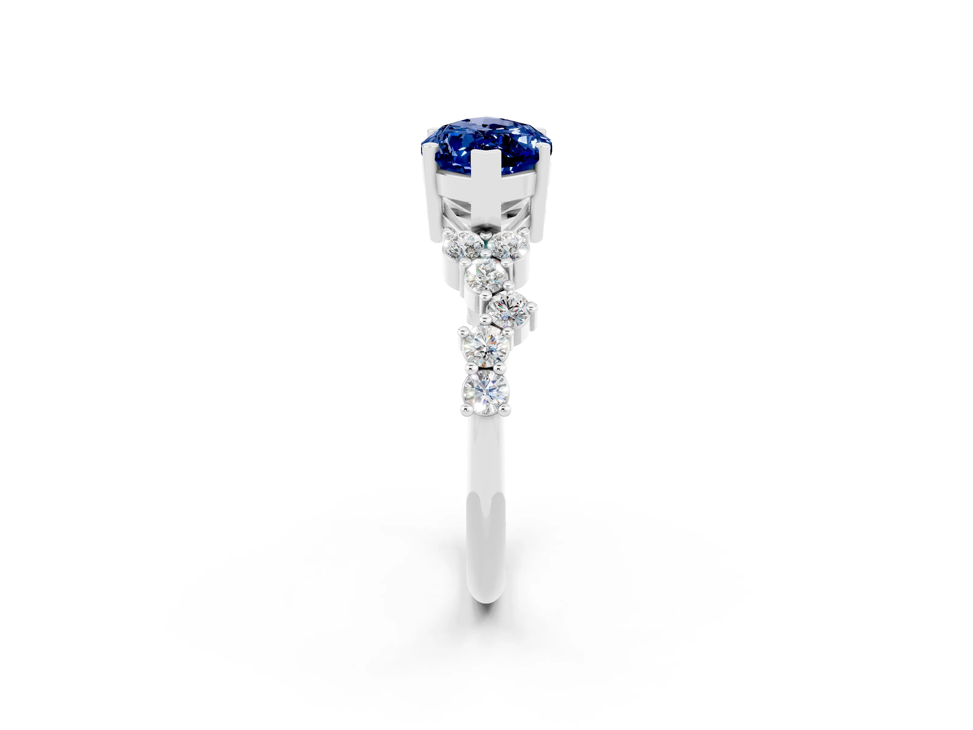 White gold Marquise Cut Diamond Cluster Pavé Band with Four-Prong Setting_2