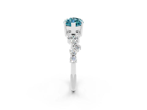 White gold Marquise Cut Diamond Cluster Pavé Band with Four-Prong Setting_2