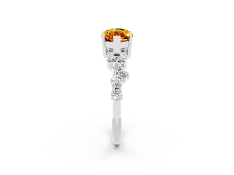 White gold Marquise Cut Diamond Cluster Pavé Band with Four-Prong Setting_2