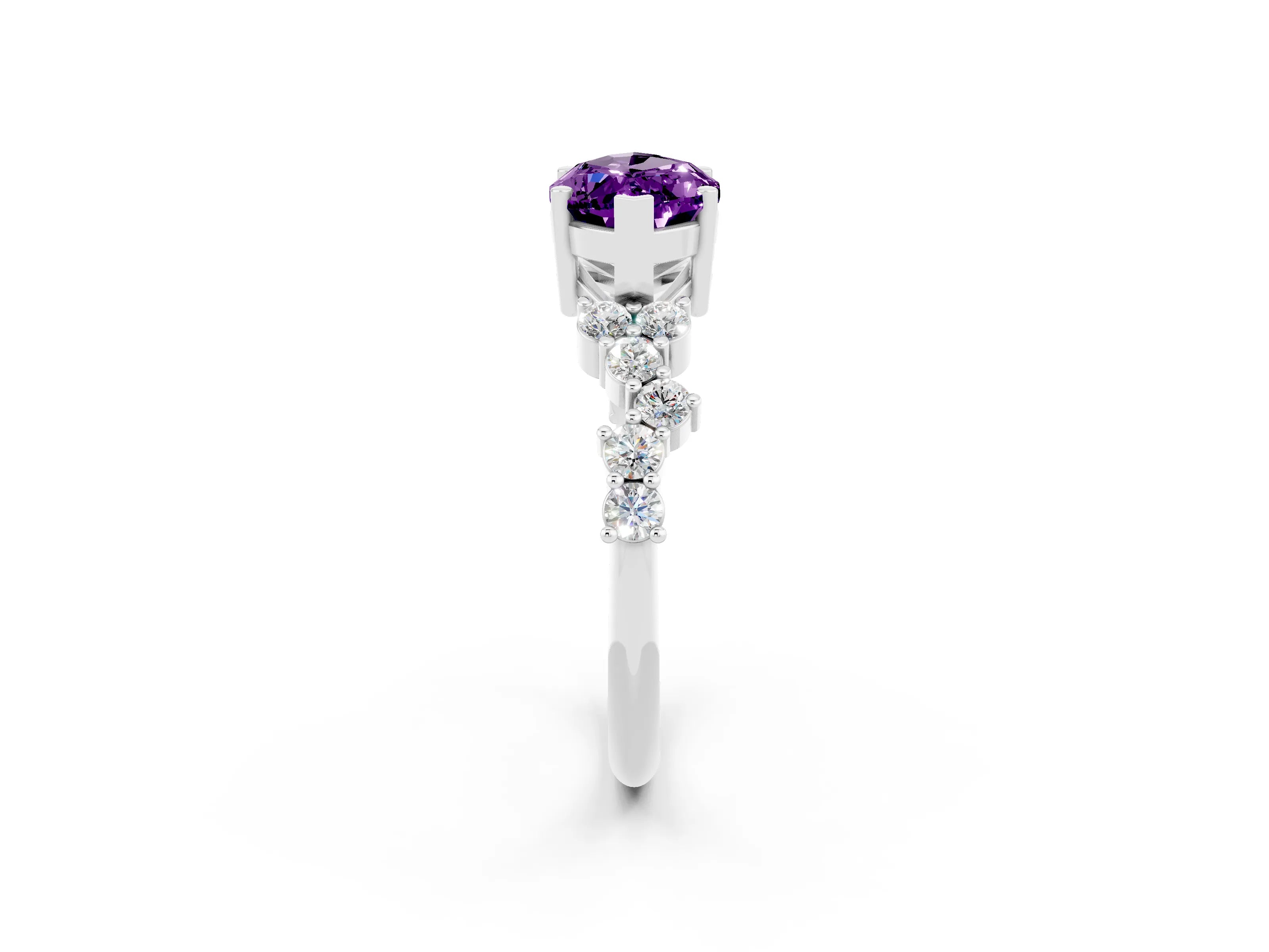 White gold Marquise Cut Diamond Cluster Pavé Band with Four-Prong Setting_2