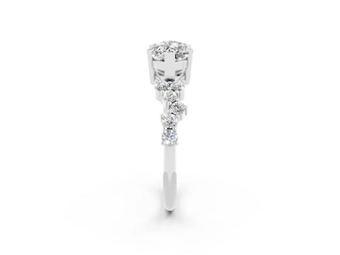 White gold Marquise Cut Diamond Cluster Pavé Band with Four-Prong Setting_2