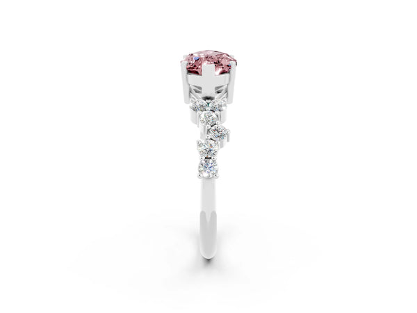White gold Marquise Cut Diamond Cluster Pavé Band with Four-Prong Setting