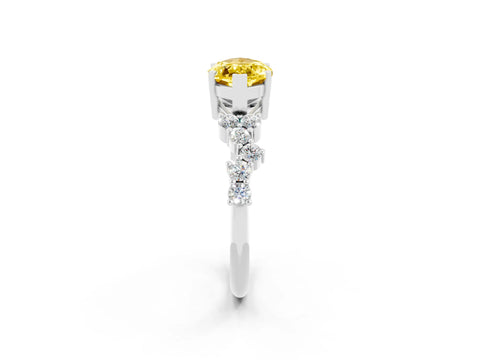 White gold Marquise Cut Diamond Cluster Pavé Band with Four-Prong Setting_2