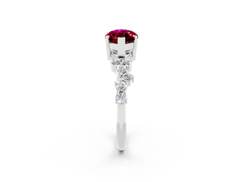White gold Marquise Cut Diamond Cluster Pavé Band with Four-Prong Setting_2